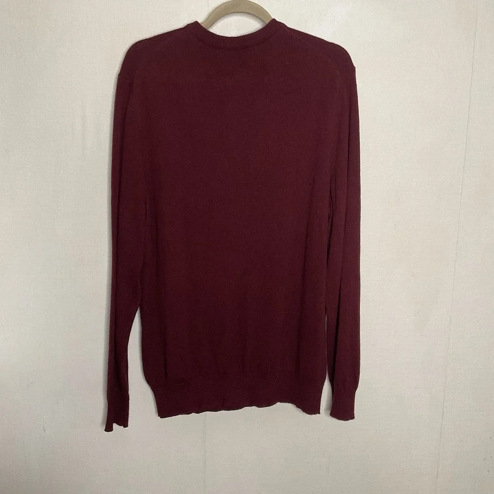 Vineyard Vines Sweater Mens Large Cotton Cashmere Maroon Pullover Crew Logo‎
